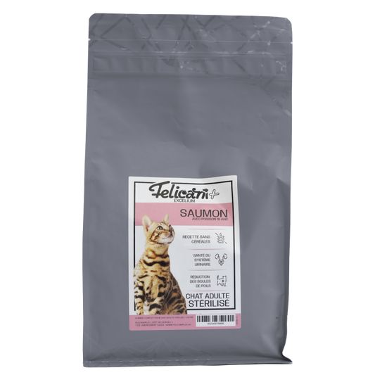 *** CHAT STÉRILISÉ, ANTIBOULES DE POILS, SAUMON POISSON BLANC