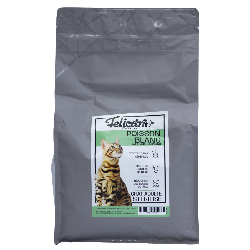 *** CHAT STÉRILISÉ, SANTÉ URINAIRE, POISSON BLANC CAVIAR DE HARENG