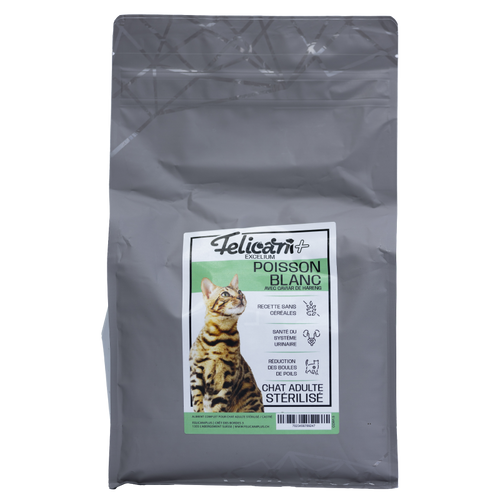 EXCELIUM - Chat stérilisé - santé urinaire - poisson blanc & caviar de hareng
