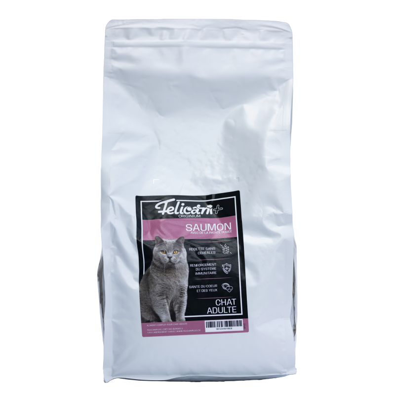 ** CHAT ADULTE, DÉFENSE IMMUNITAIRE, SAUMON